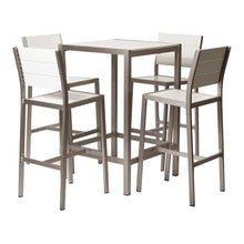 Pemberly Row 5-Piece Modern Aluminum Frame Patio Bar Set White