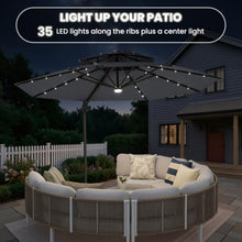 OROTLECT 11' LED Lights Cantilever Patio Umbrella With Base