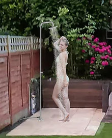 Wayime 87" Separable&Composable Free-standing Brushed Stainless Steel 304 Rainfall Outdoor Shower with DOE Certificate