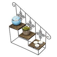 SIDUFHAOPKLL 3 layer Decorative Iron Plant Rack Stand Plants Succulent shelf Stair Wall hanging Desktop flower stand +wood plate