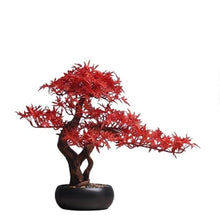 HCZKIUJ Bonsai Simulation Red Maple Leaf with Round Pot Arrangement Home Living Room Potted Plants Desktop Plant
