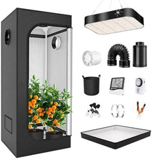 200W Dimmable LED Grow Light Kit for Indoor Plants, Complete Indoor Gardening Solution, Includes 600D Oxford Cloth, 4-inch Carbon Filter (B)