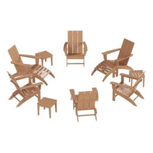 Costaelm Palms 12-Piece Modern Poly Folding Adirondack Chair Set with Ottoman and Side Table