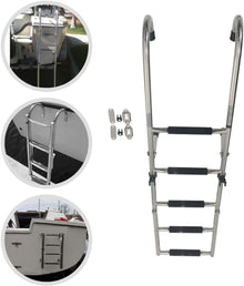 SAeWare Pontoon Marine Ladder 5-Step Foldable Swimming Pool Ladder Pontoon with Wide Rung Stainless Steel Drop Boarding Ladders