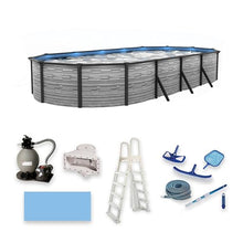 Blue Wave Montilla 12-ft x 24-ft Oval 52-in Deep Above Ground Swimming Pool – Steel Wall & Top Rails, Sand Filter, Skimmer, Liner, A-Frame Ladder & Maintenance Kit – Complete Outdoor Pool Accessories