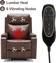 HTERWQEA Triple Motor Power Lift Recliner Chair with Heat & Massage, Brown