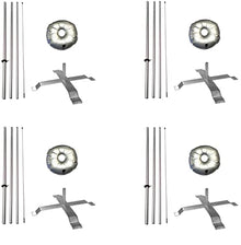 Global Advertising Solutions Feather Flag Telescoping fibreglass Hardware 14ft fibreglass Carbon Fibre Flexible Pole tip Kits with Cross-Base and Weight-Donut (Hardware Only) (Pack 4)