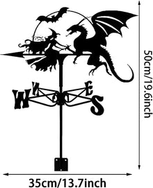 Weather Vane Dragon and Witch Stainless Steel Weathervane Durable Retro Farm Scene Garden Stake Weathercock Measuring Tools for Patio Yard Decoration (Dragon 1) (Angel Blowing The Trumpet)