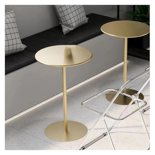 Failjierue Gold Bistro Table w/Base, 1 Pcs Metal Bar Round Kitchen Dining Small Space Side High Top Coffee End Pub Bistro Table(40x62cm)