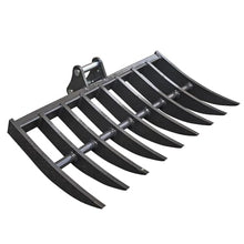 Wallemac Land Clearing Root Rake 36" for Bobcat Mini Excavator Dark Grey