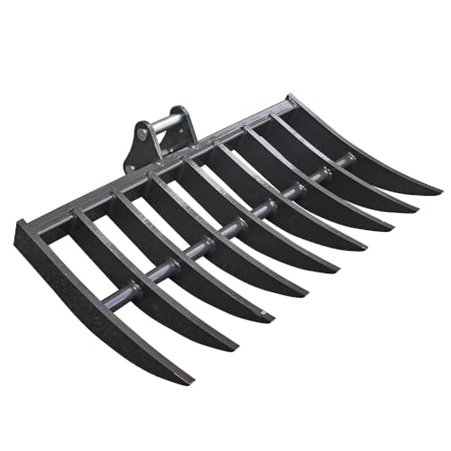Wallemac Land Clearing Root Rake 36" for Bobcat Mini Excavator Dark Grey