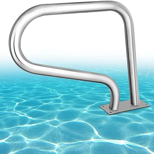 3-Bend Spa Deck Handrails, Hand Rails with Quick-Installed Bottom Plate, Swimming Pool Handrails for Inground Pools Entrances