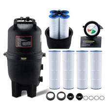 VEVOR 2026 PRO Cartridge Pool Filter Tank & Element for Above Ground & Inground Pools, Large 320-325Sq. Ft Cleaner System Compatible W/Pumps 2 to 2.5 HP| Up to 11769 GPH for Pools Up to 94150 Gallons