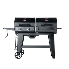 Char-Griller Flex Fuel Plus 3 in 1 Gas and Charcoal Grill Griddle and Smoker Combo 30000 BTUs Outdoor BBQ with Flat Top Griddle Insert Dual Fuel Backyard Grill Station, CG30281224