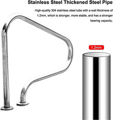 Pool Handrail Handle Grab Rails Swimming Swimming Pool Handrail for Indoor and Outdoor Pools, 304 Stainless Steel Pool Railing with Mounting Accessories