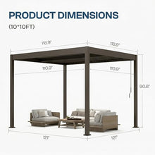 Patio Kingdom 10' x 10' Louvered Pergola Outdoor Aluminum Pergola Kit with Adjustable Roof, All-Weather Metal Gazebo with Drainage System for Patio, Deck, Garden and Backyard Shade, Brown