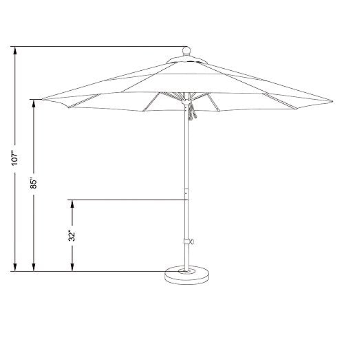 California Umbrella 11' Rd. Venture Series Contract Grade Patio Umbrella Pulley Open Tangerine