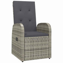 DYRJDJWIDHW Modern Outdoor Dining Set 5-Piece Grey Poly Rattan with Cushions, Patio Garden Furniture Set for Backyard, Terrace, Balcony, Includes Tempered Glass Table & Adjustable Chairs