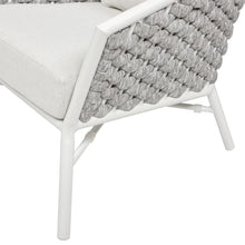 callmego Rope-Wrapped Barrel-Style Outdoor Counter Stool with Low Back Design for Patio, Deck, or Balcony Seating (Arm Chair + White + Acrylic)