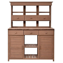 65.7" Tall Garden Potting Bench Table with Hutch, Outdoor Patio Storage Workstation, Featuring 3 Shelves, 6 Drawers, 2 Bottom Cabinets & Side Hooks - Ideal for Mudroom, Doorway (Brown, 65.7'' H)