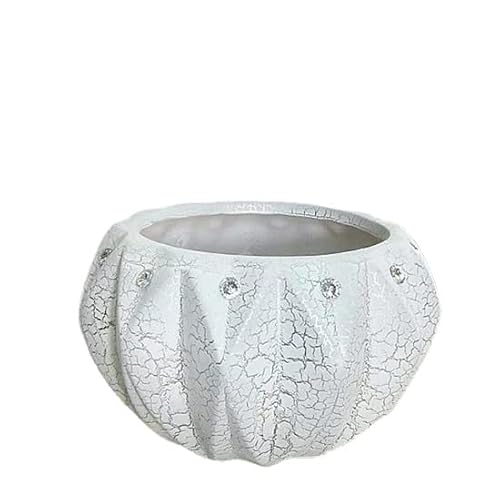 XIALON 13.5cm European Style Creative Diamond Inlaid Crack Ceramic Flower Pot Indoor Desktop Balcony Creativity