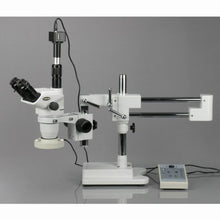 AmScope Digital Trinocular Stereo Zoom Microscope with LED Ring Light White