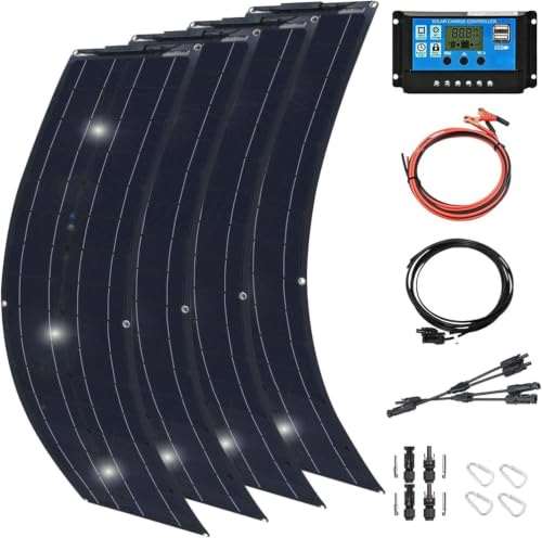 KZZAAO 1000 Watt Solar Panel Kit, 4 × 250 Watt Flexible Solar Power Panel Photovoltaic Module with 40A Solar Charge Controller