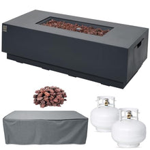 AMS 66" Rectangular Concrete Propane Gas Fire Pit Table only (Dark Gray)