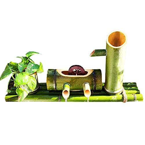 GenSDH Natural Bamboo Fountain with Pump, Water Features Outdoor Patio, Bamboo Water Fountains, Garden Fountains Outdoor, for Indoor Pond Fish Tanks Flower Pots, 100Cm,100cm