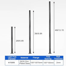XYIANG Outdoor Street Light Pole, Solar Lamp Posts for Outdoor Light, Universal Metal Light Post, for Backyard, Patio, Walkway, Street - 7Ft/10Ft/13Ft Tall(Blue-4M/13Ft)
