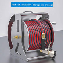 DPLXQPP Garden Hose Reel Wall-Mounted,Heavy-Duty Wall-Mounted Hose Reel,Can Accommodate 10-50m Hose,Wall-Mounted/Floor-Mounted Metal Hose Reel,with Multi-Function Water Gun,15m