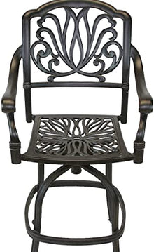 theWorldofpatio Elizabeth Cast Aluminum Powder Coated 6pc Outdoor Patio Swivel Counter Stools 24 inches H - Antique Bronze