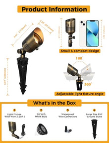 COLOER 5W 12V Brass Outdoor Landscape Spot Light with Bulb(12Pack)