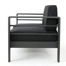 roomfitters Outdoor Aluminum Patio Loveseat with Water-Resistant Cushions, Durable Frame for Garden or Poolside, Comfortable Seating for Two, Ideal for Any Outdoor Space, Dark Grey