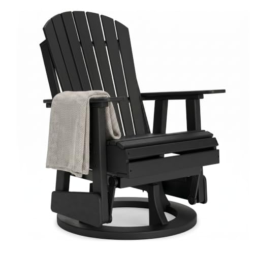 Signature Design by Ashley Hyland Wave Modern Outdoor Swivel Glider Chair, Gentle Gliding Motion, Stainless Steel Hardware and HDPE, 30.88" W x 30.5" D x 41.63" H, Black