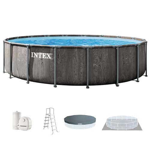 INTEX Prism Frame 18ft x 48in Round Above Ground Swimming Pool Set w/Pump