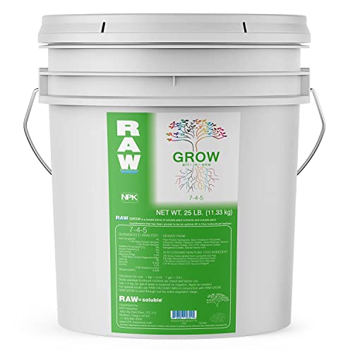 RAW All in One Grow Fertilizer - Water Soluble Plant Food for Soil, 25 lb