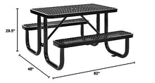 Global Industrial 4 L Rectangular Picnic Table, Expanded Metal, Black