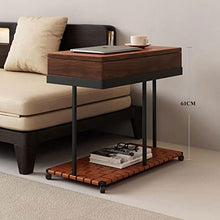 Modern Modern Side Table with Wheels, Mobile End Table with Rotatable Tray and Hidden Storage Basket, Side Table Nightstand with Storage Shelf, for Sofa Kitchen Living Room and Bedroom Simple