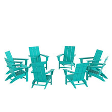 WestinTrends 8-Piece Modern Poly Folding Adirondack Chair Set Turquoise