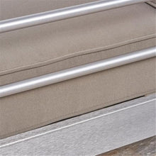 Noble House Cape Coral 4-Seater Aluminum Loveseat and Ottoman Set Silver/Kahki