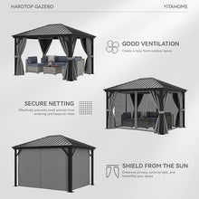 YITAHOME 10X12FT Metal Hardtop Gazebo Outdoor Patio Canopy Gray