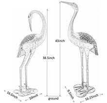 Westcharm Heavy Duty Garden Crane Pair Statue - Upright and Preening Heron Couple Metal Sculpture Set, Antique Bronze (12 lbs. Each Crane)
