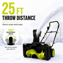 40V Cordless Snow Blower, 3500W Brushless Electric Snow Thrower with 2 x 4.0Ah Batteries, 20" Path, 10" Depth, 25ft Throw, Dual LED Lights, 180° Adjustable Chute for Home and Garage