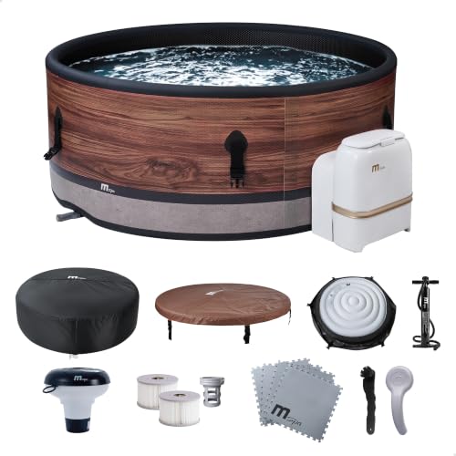 MSpa Duet 6-Person Inflatable Hot Tub with Thermal Cover, Woodgrain