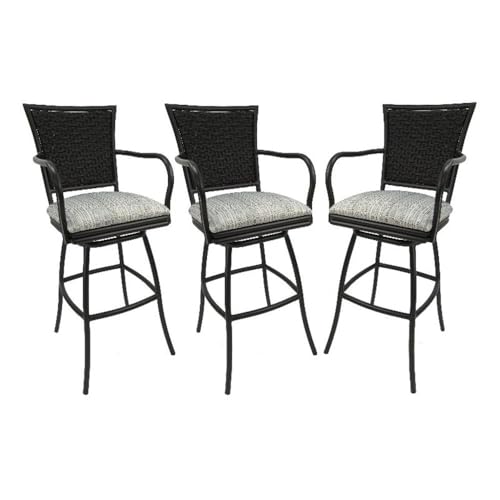 Set of 3 - Outdoor Indoor Extra Tall 34" Bar Stool - Erin on Brown Frame
