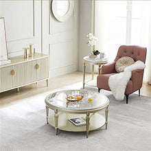 Living Room Table Modern Wood Round Coffee Table with Hollow Carving and Glass Top, 31.4/39.3" Elegant Luxury Round Sofa Table for Living Room Outdoor Side Table (Size : 1.0m)