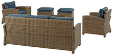 Crosley Furniture Bradenton 7-Piece Outdoor Sofa Set Weathered Brown with Navy Cushions