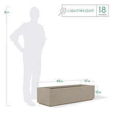 PolyStone Riviera Rectangular Trough Planter – 46" x 17" x 12" – Large Lightweight Indoor/Outdoor Planter Box – Modern Stone-Look Resin – Durable All-Weather w/Drainage Holes – Made in USA – Sandstone