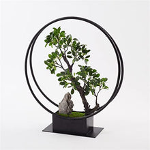 Artificial Trees Artificial Bonsai Tree New Chinese Round Iron Art Simulation Green Bonsai Tree Living Room Corridor Rockery Welcome Simulation Bonsai Plant Simulated Pine